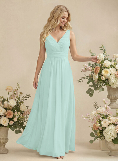 A-Line Chiffon Bridesmaid Dress With V-Neck
