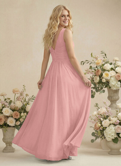 A-Line Chiffon Bridesmaid Dress With V-Neck