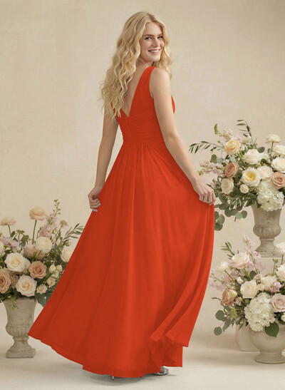 A-Line Chiffon Bridesmaid Dress With V-Neck