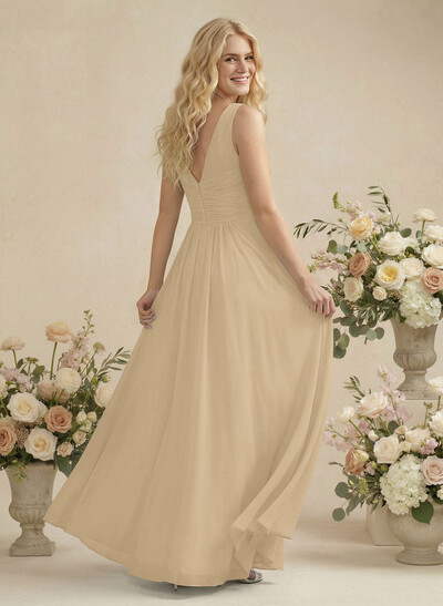A-Line Chiffon Bridesmaid Dress With V-Neck