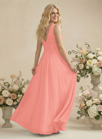 A-Line Chiffon Bridesmaid Dress With V-Neck