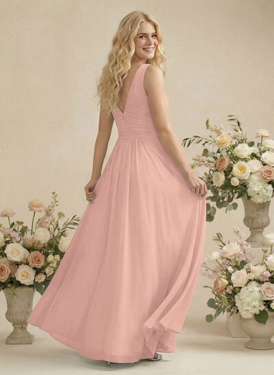 A-Line Chiffon Bridesmaid Dress With V-Neck