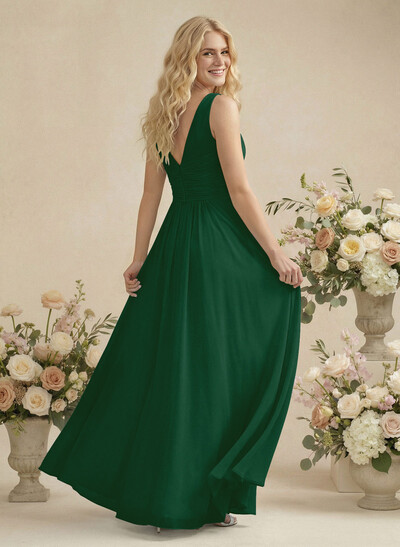 A-Line Chiffon Bridesmaid Dress With V-Neck