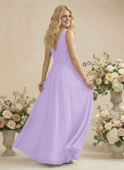 A-Line Chiffon Bridesmaid Dress With V-Neck