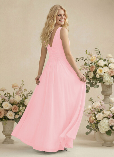 A-Line Chiffon Bridesmaid Dress With V-Neck