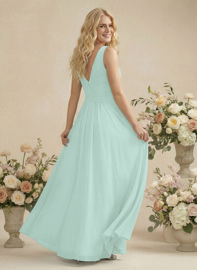A-Line Chiffon Bridesmaid Dress With V-Neck