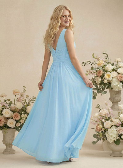 A-Line Chiffon Bridesmaid Dress With V-Neck