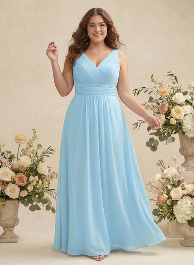 A-Line Chiffon Bridesmaid Dress With V-Neck