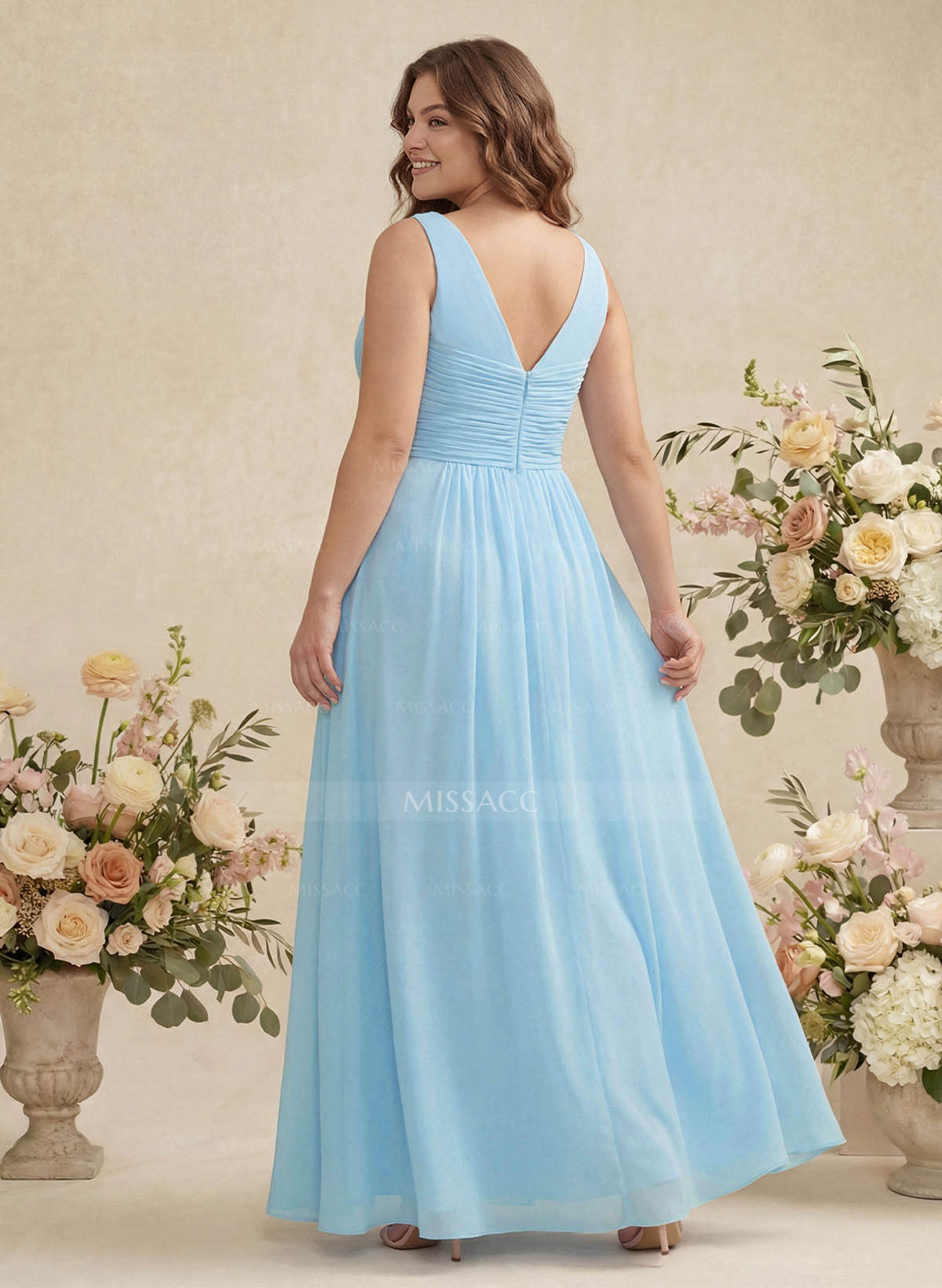 A-Line Chiffon Bridesmaid Dress With V-Neck