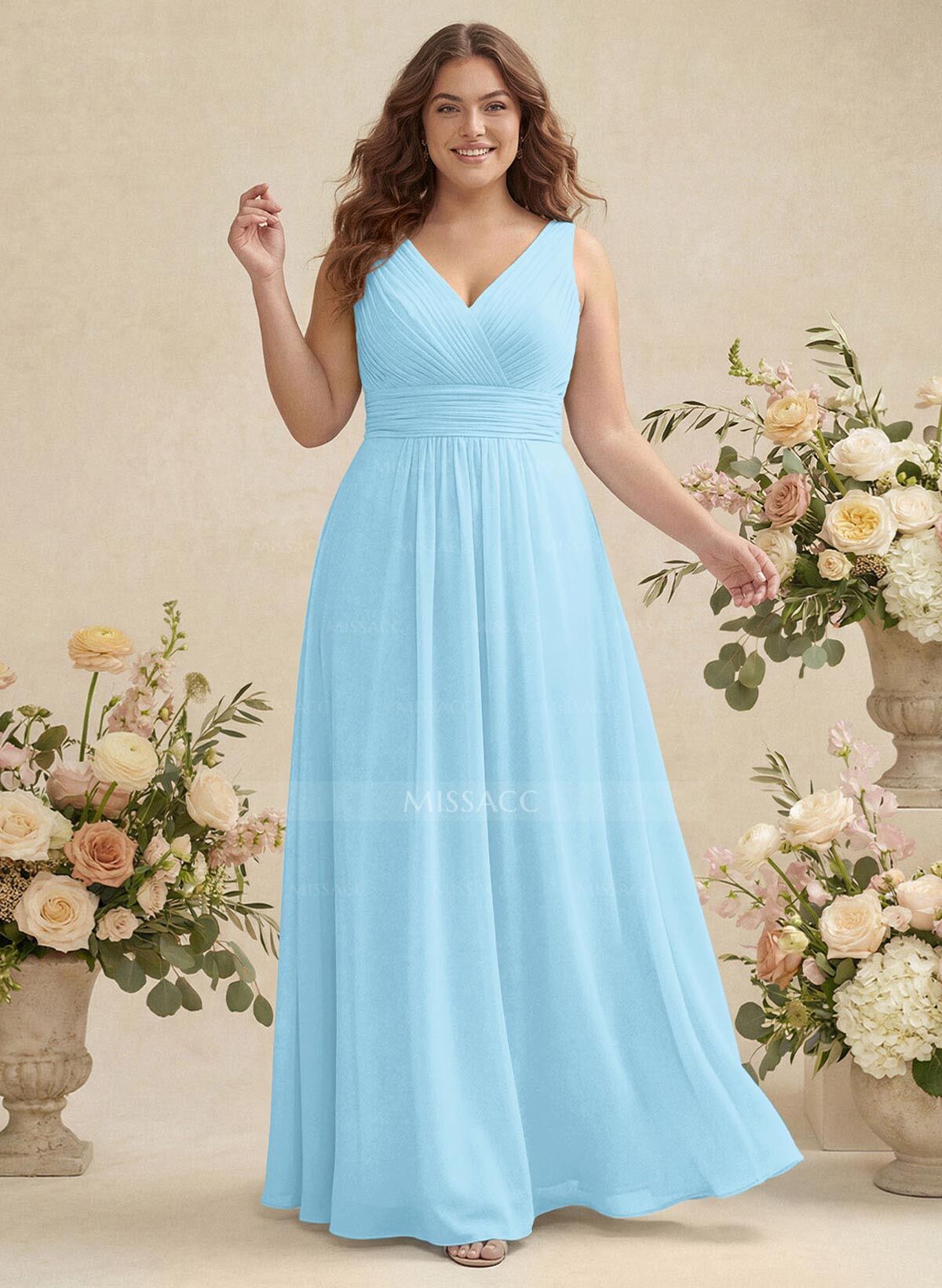 A-Line Chiffon Bridesmaid Dress With V-Neck