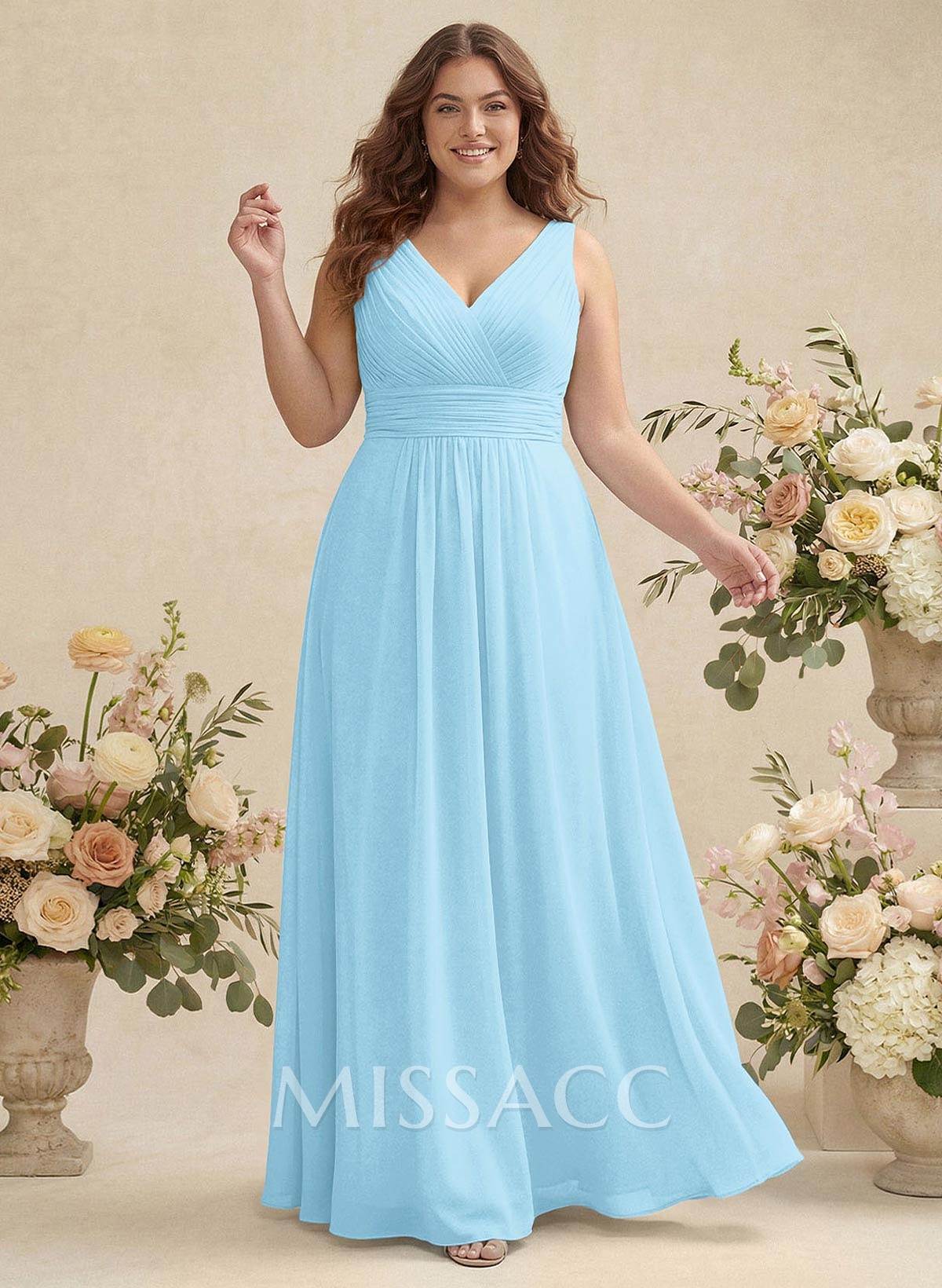 A-Line Chiffon Bridesmaid Dress With V-Neck