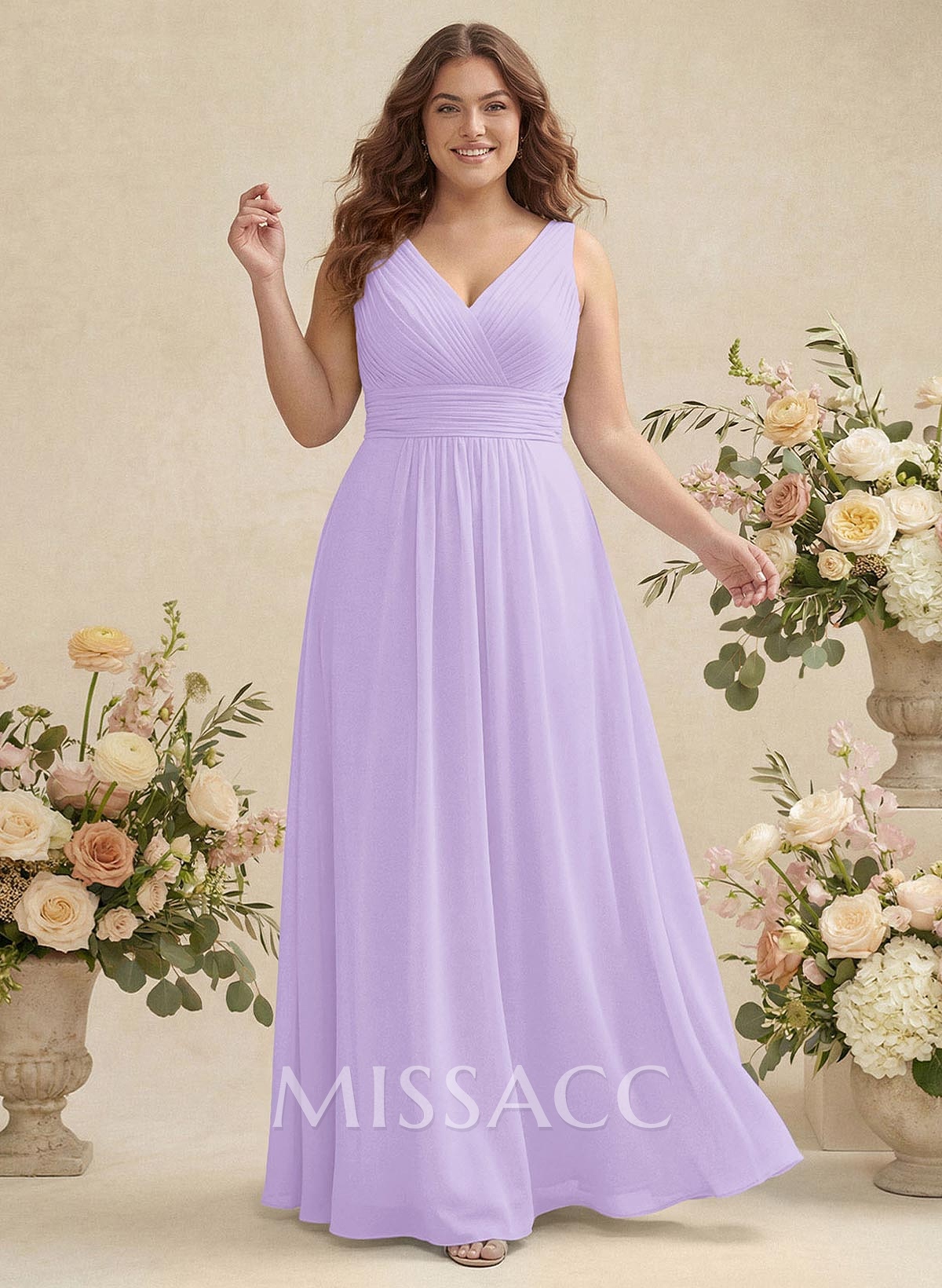 A-Line Chiffon Bridesmaid Dress With V-Neck