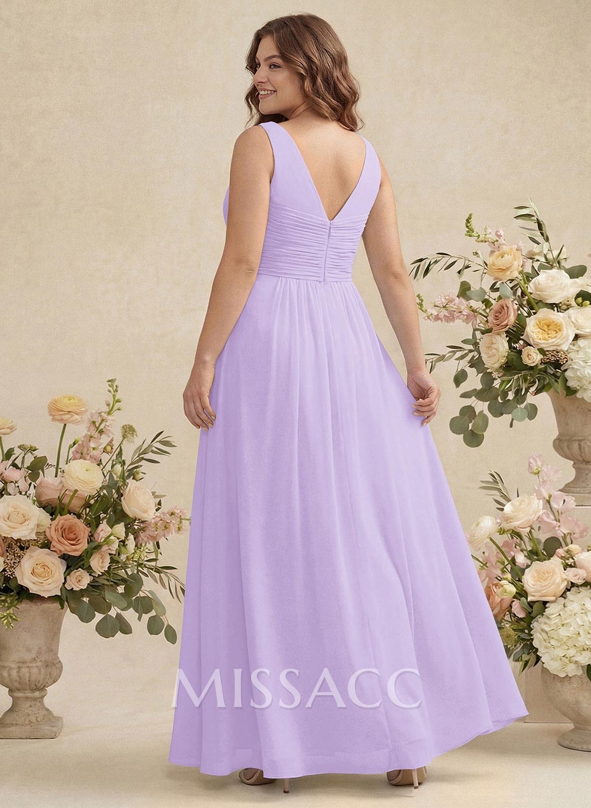 A-Line Chiffon Bridesmaid Dress With V-Neck