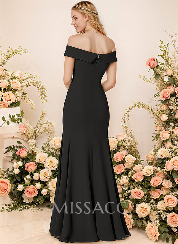 Off-The-Shoulder Trumpet/Mermaid Bridesmaid Dress With Elastic Satin Off-The-Shoulder Trumpet/Mermaid Bridesmaid Dress With Elastic Satin