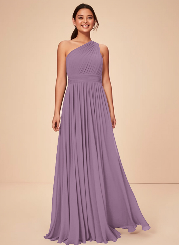 One-Shoulder A-Line Bridesmaid Dress With Ruffle 