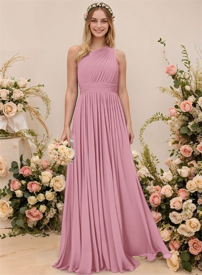 One-Shoulder A-Line Chiffon Bridesmaid Dress With Ruffle