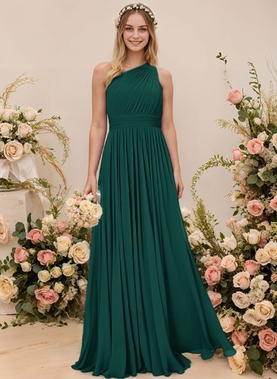 One-Shoulder A-Line Chiffon Bridesmaid Dress With Ruffle