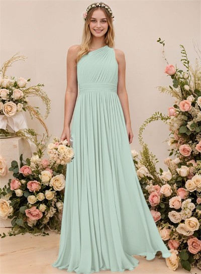 One-Shoulder A-Line Chiffon Bridesmaid Dress With Ruffle