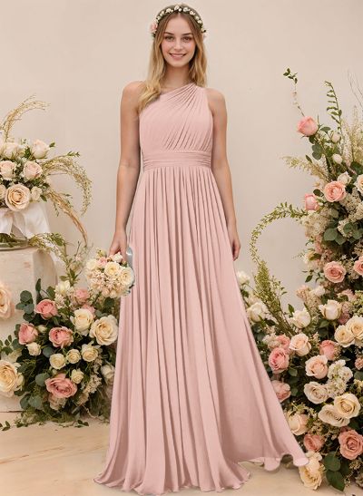 One-Shoulder A-Line Chiffon Bridesmaid Dress With Ruffle