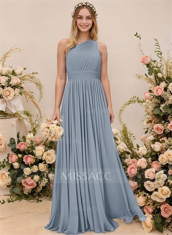 One-Shoulder A-Line Chiffon Bridesmaid Dress With Ruffle