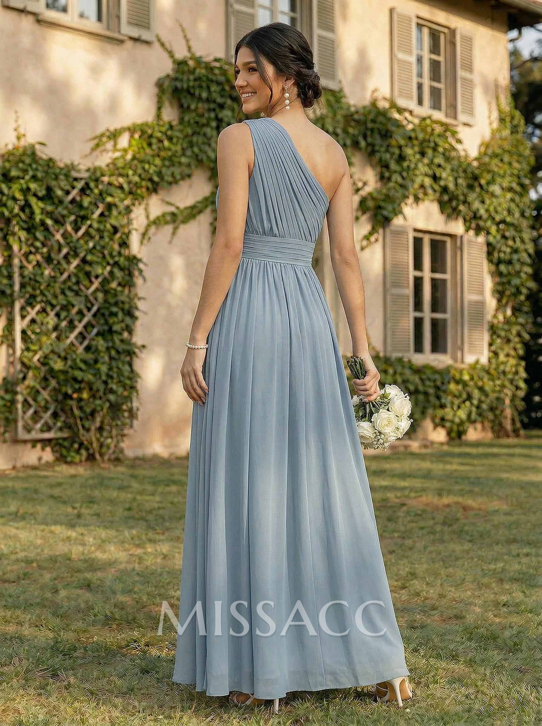One-Shoulder A-Line Chiffon Bridesmaid Dress With Ruffle One-Shoulder A-Line Chiffon Bridesmaid Dress With Ruffle