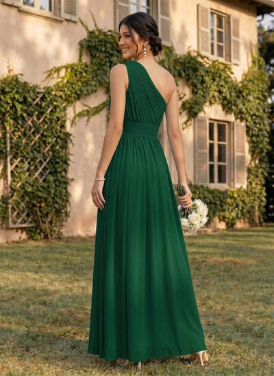 One-Shoulder A-Line Chiffon Bridesmaid Dress With Ruffle