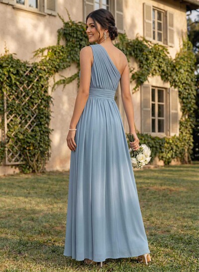 One-Shoulder A-Line Chiffon Bridesmaid Dress With Ruffle