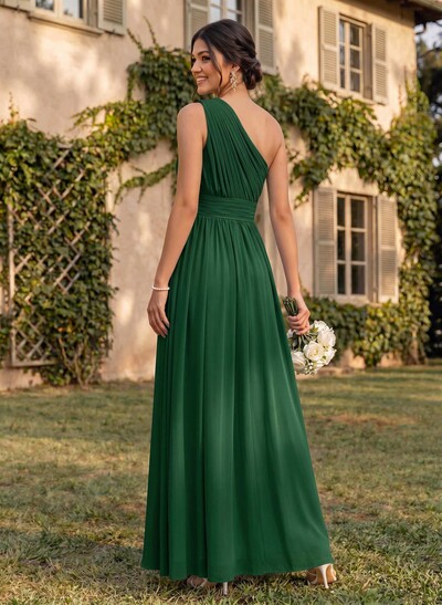 One-Shoulder A-Line Chiffon Bridesmaid Dress With Ruffle