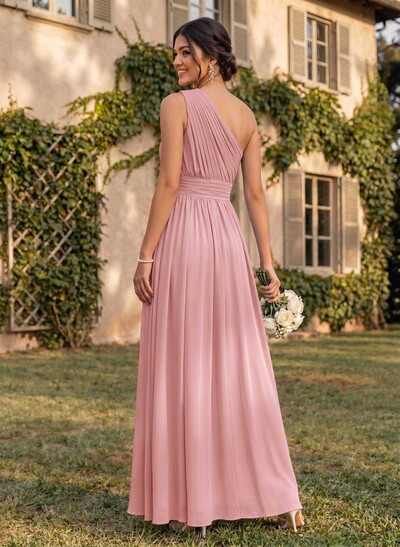 One-Shoulder A-Line Chiffon Bridesmaid Dress With Ruffle