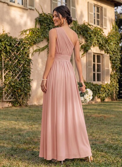 One-Shoulder A-Line Chiffon Bridesmaid Dress With Ruffle