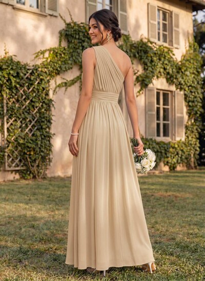 One-Shoulder A-Line Chiffon Bridesmaid Dress With Ruffle