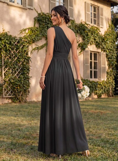 One-Shoulder A-Line Chiffon Bridesmaid Dress With Ruffle