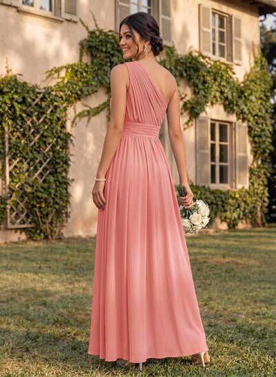 One-Shoulder A-Line Chiffon Bridesmaid Dress With Ruffle