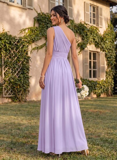 One-Shoulder A-Line Chiffon Bridesmaid Dress With Ruffle