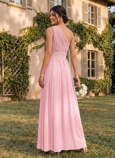 One-Shoulder A-Line Chiffon Bridesmaid Dress With Ruffle