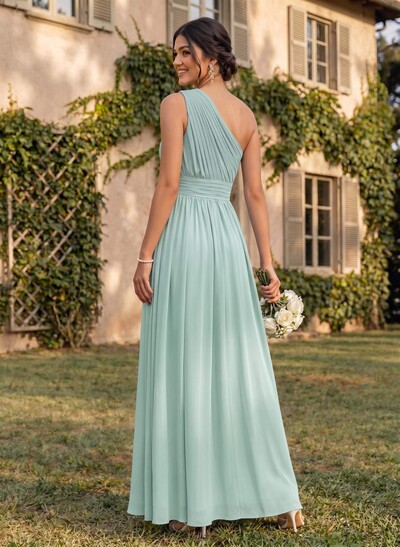 One-Shoulder A-Line Chiffon Bridesmaid Dress With Ruffle