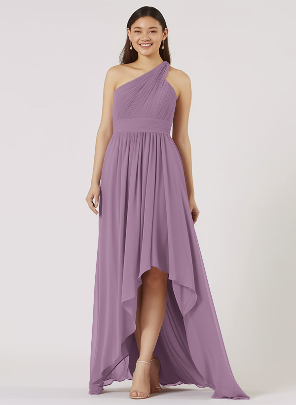One-Shoulder High Low Bridesmaid Dresses With Ruffle