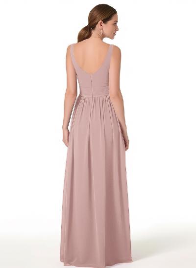 A-Line V-neck Bridesmaid Dresses With Ruffle