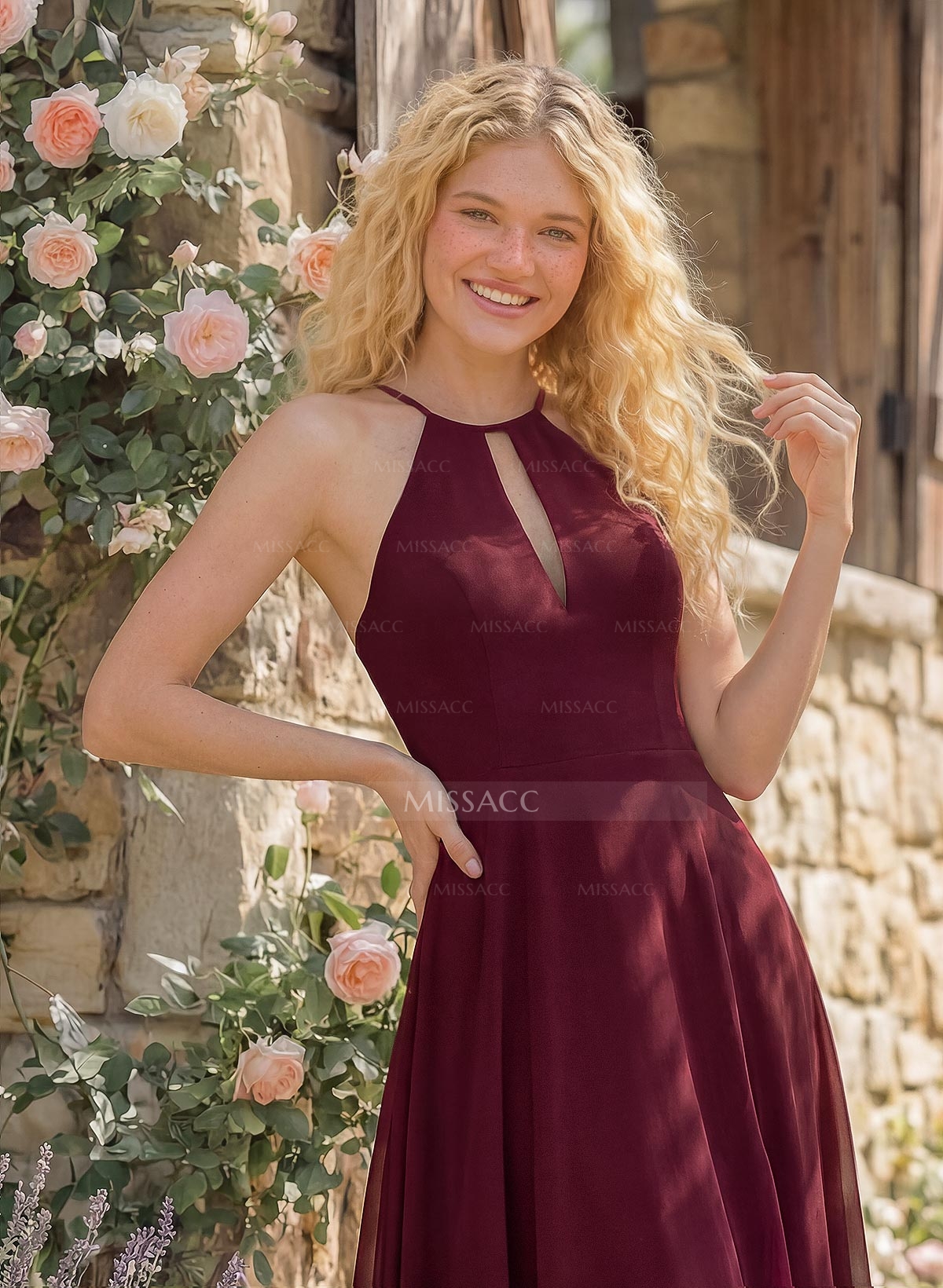 Long A-Line Chiffon Bridesmaid Dresses With Split Front