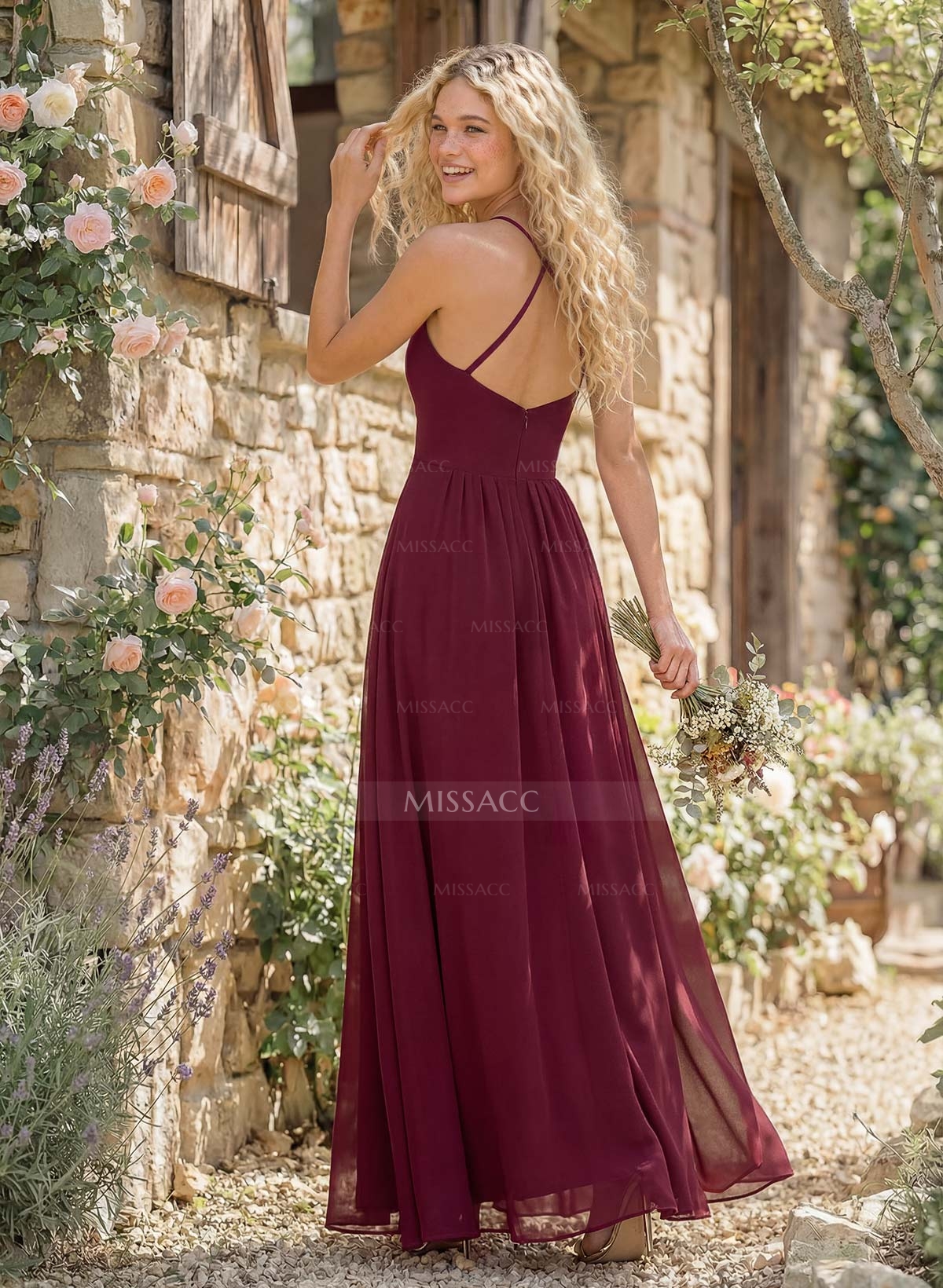 Long A-Line Chiffon Bridesmaid Dresses With Split Front