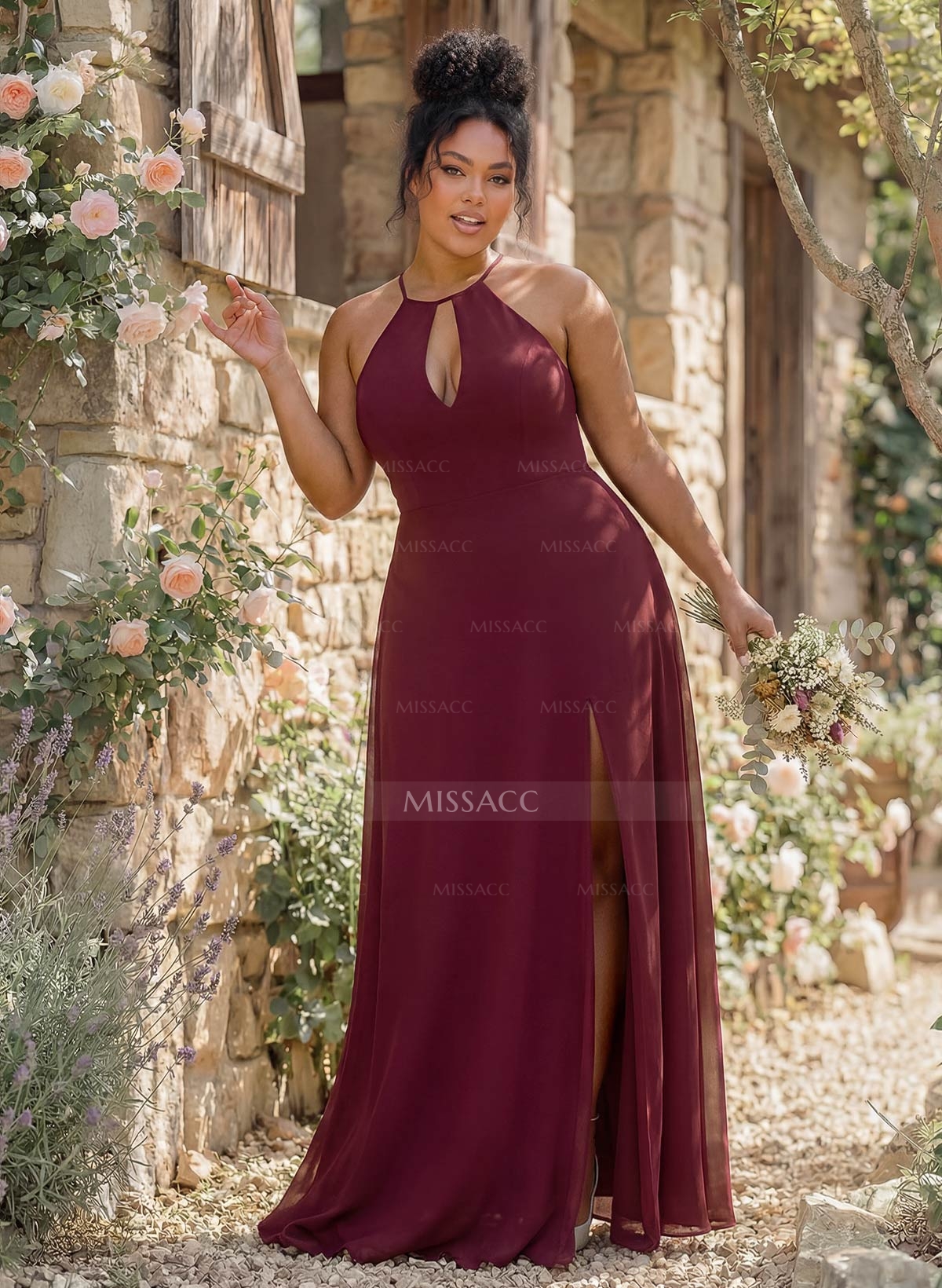 Long A-Line Chiffon Bridesmaid Dresses With Split Front