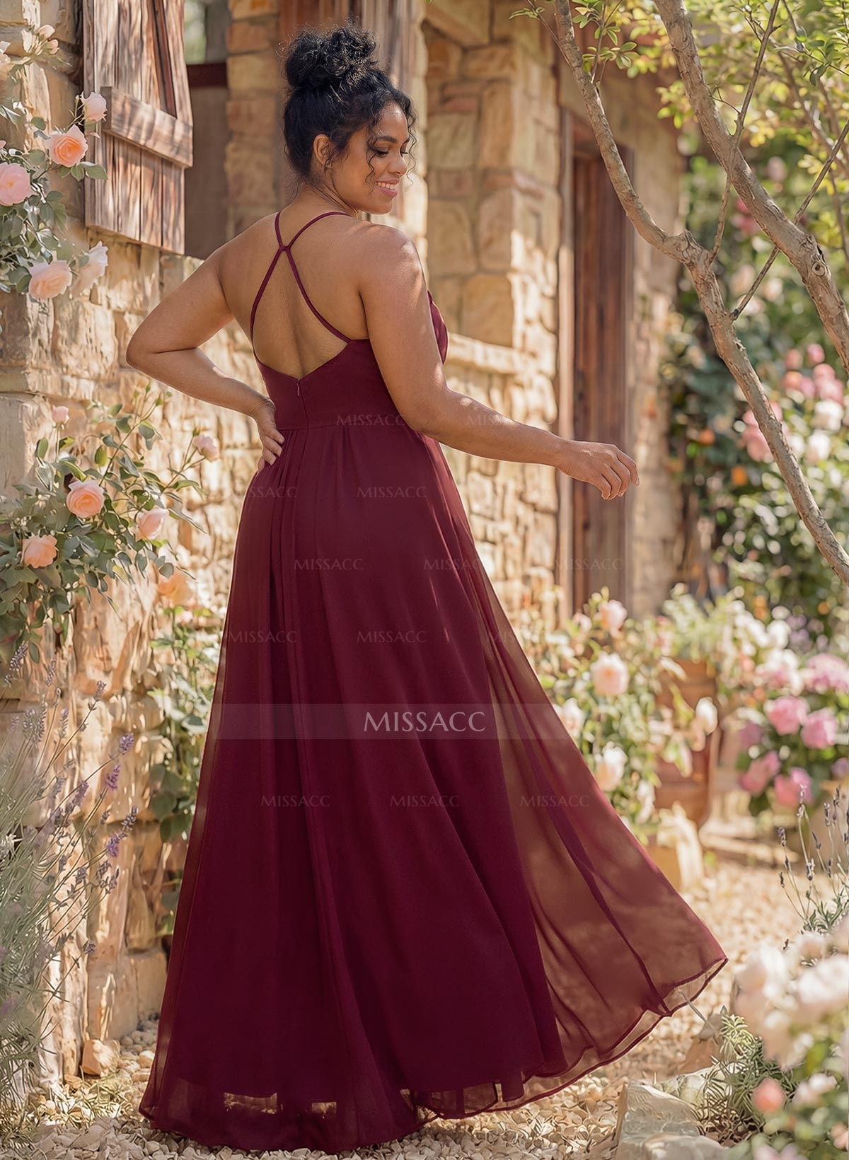 Long A-Line Chiffon Bridesmaid Dresses With Split Front