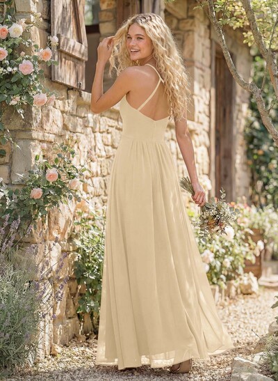 Long A-Line Chiffon Bridesmaid Dresses With Split Front
