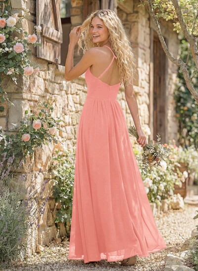 Long A-Line Chiffon Bridesmaid Dresses With Split Front