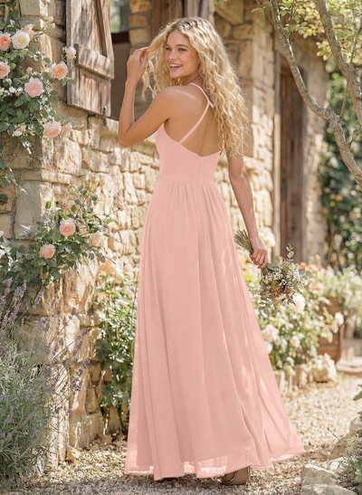 Long A-Line Chiffon Bridesmaid Dresses With Split Front