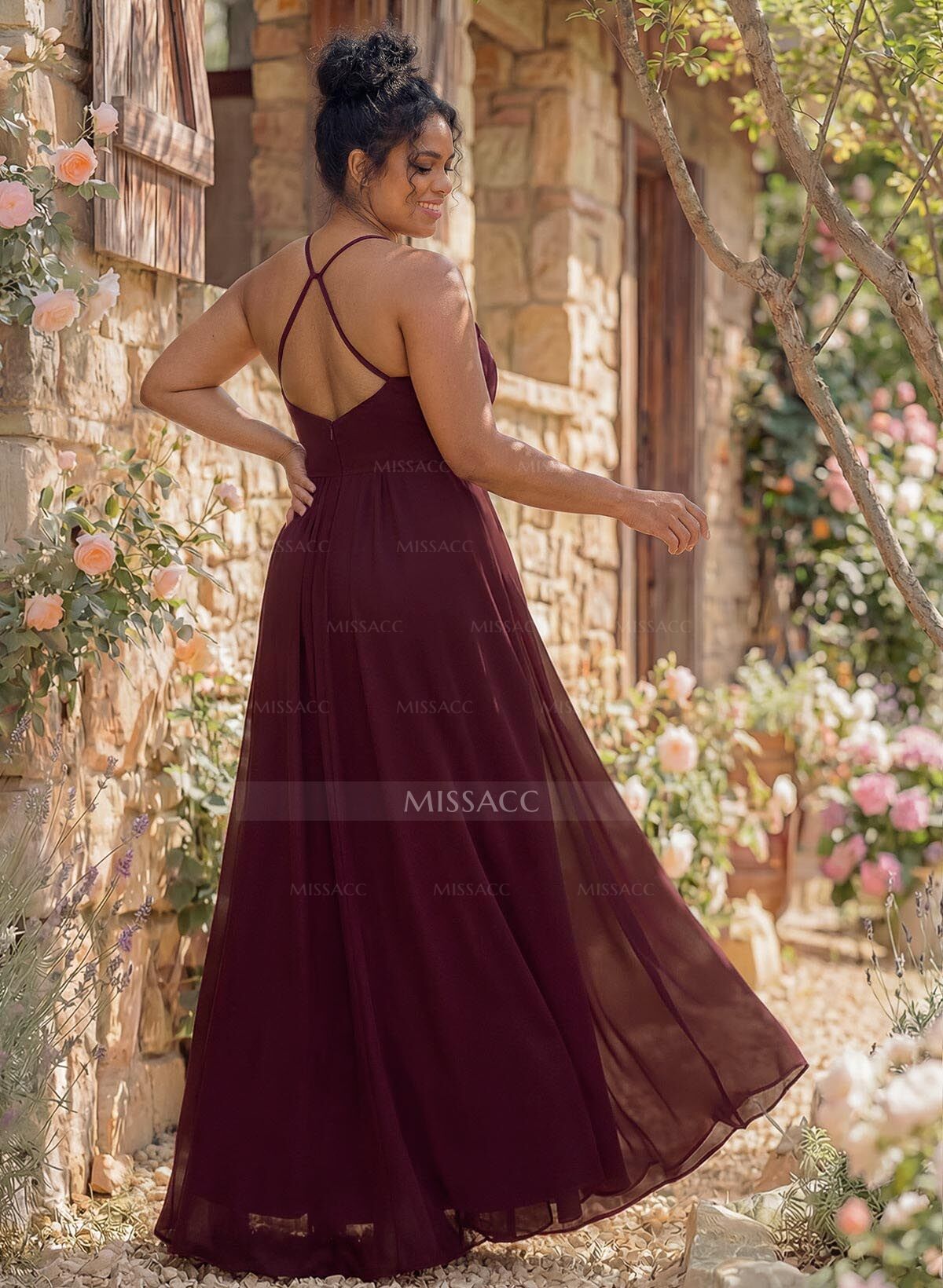 Long A-Line Chiffon Bridesmaid Dresses With Split Front