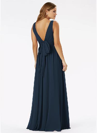 V-Neck A-Line Bridesmaid Dresses With Ruffle