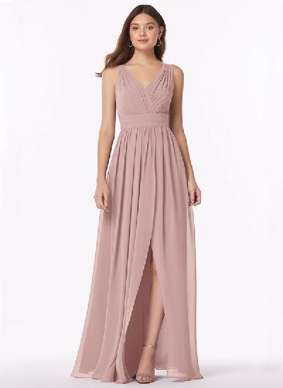 V-Neck A-Line Bridesmaid Dresses With Ruffle