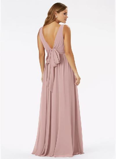 V-Neck A-Line Bridesmaid Dresses With Ruffle