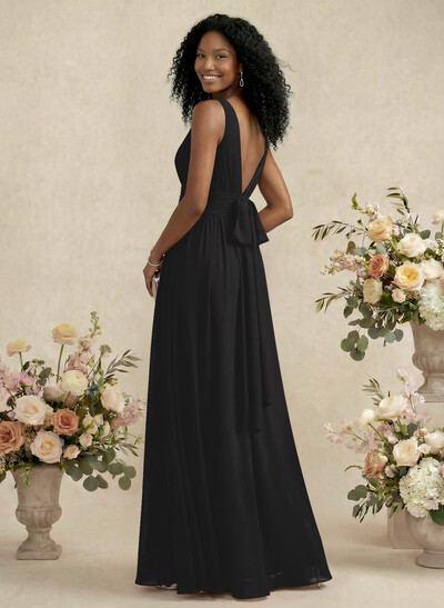 V-Neck A-Line Bridesmaid Dresses With Ruffle
